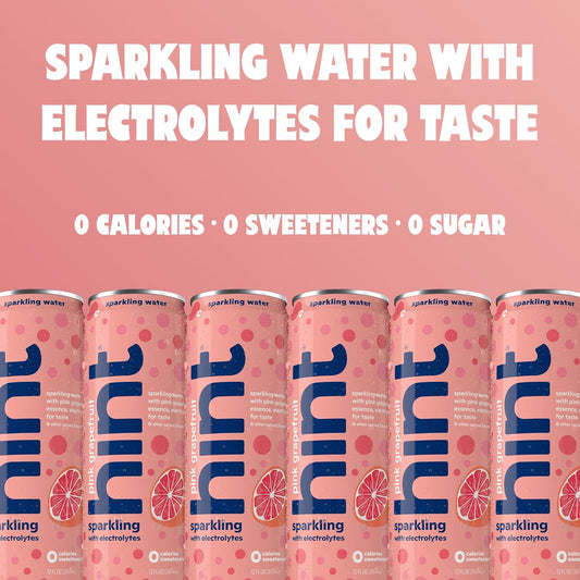 Hint Pink Grapefruit Sparkling Water With Electrolytes Added For Taste, Zero Sugar, Zero Calories, And Zero Sweeteners, 12 Fl Oz (Pack Of 12)