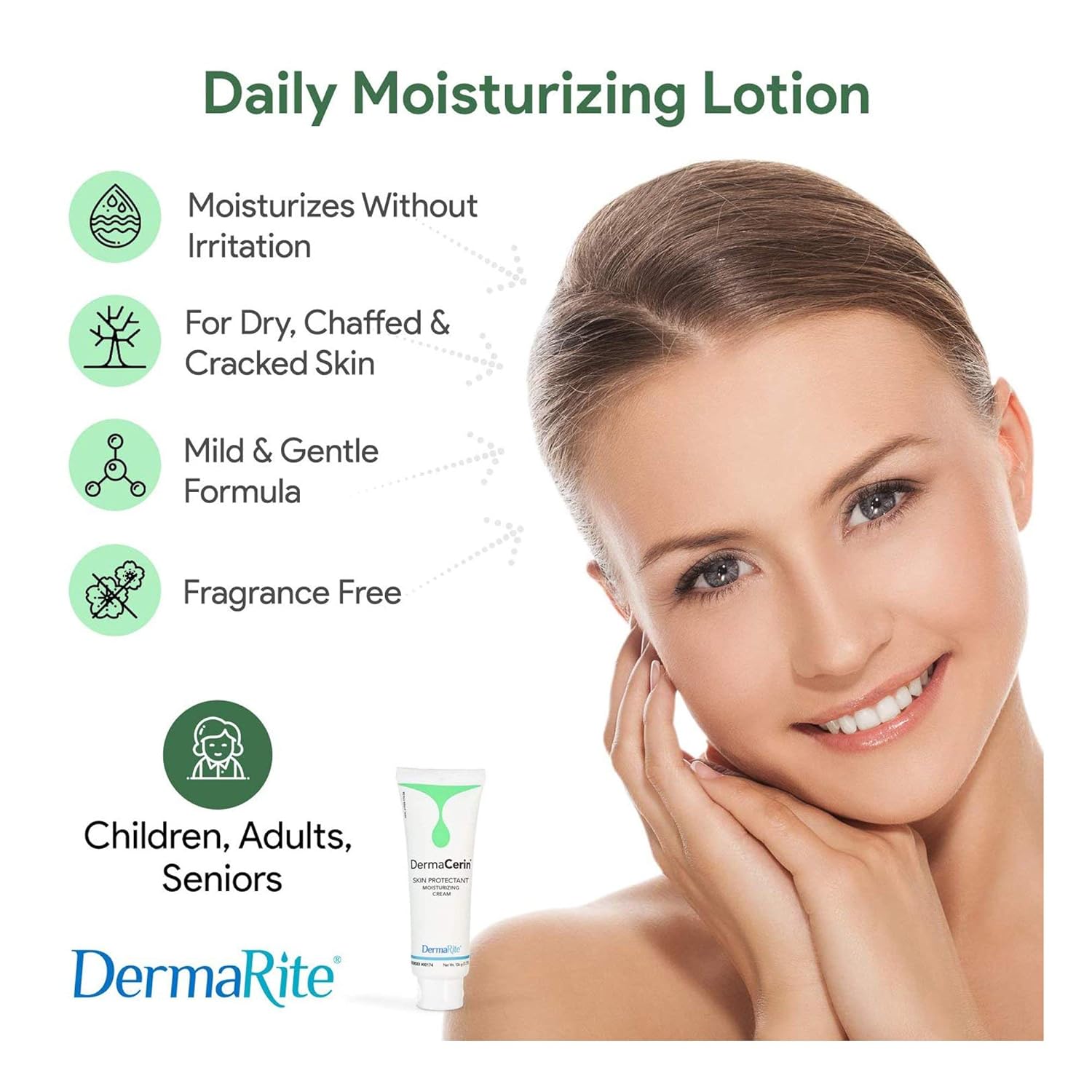 Dermarite Dermacerin Skin Protectant Moisturizing Cream - Unscented Daily Hand And Body Moisturizer Barrier Cream - 4 Oz. Tube, 1 Count : Beauty & Personal Care