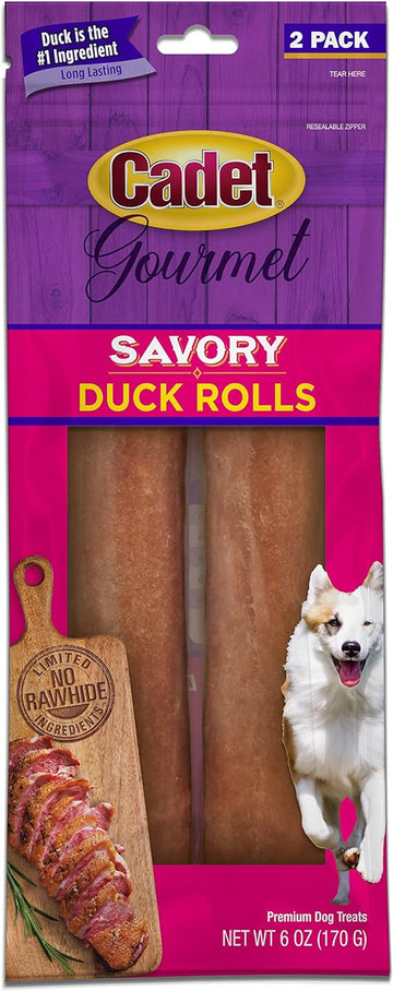 Cadet Gourmet Savory Duck Rolls Dog Treats - Healthy & Natural Duck Dog Treats For Small & Large Dogs - Rawhide Alternative - Inspected & Tested In Usa, 7 In. (2 Count)