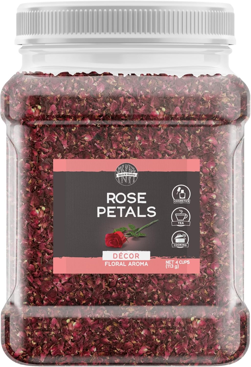 Birch & Meadow 4 Cups Of Rose Petals, Edible, Teas, Soaps