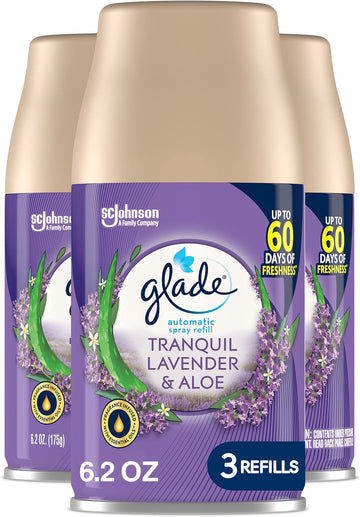 Glade Automatic Spray Refill, Air Freshener for Home and Bathroom, Tranquil Lavender & Aloe, 6.2 Oz, 3 Count