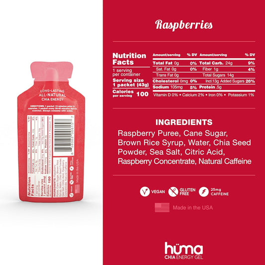 Huma Chia Energy Gel, Blueberries, 24 Gels - Premier Sports Nutrition For Endurance Exercise