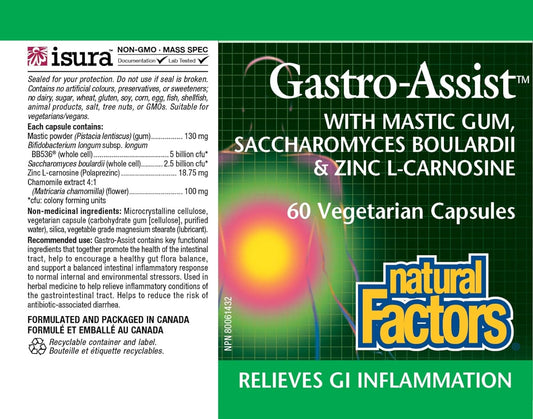 Natural Factors, Gastro-Assist, Help Relieve Indigestion, Bloating and Constipation, Digestive Supplement, Vegan, 60 capsules (30 servings)