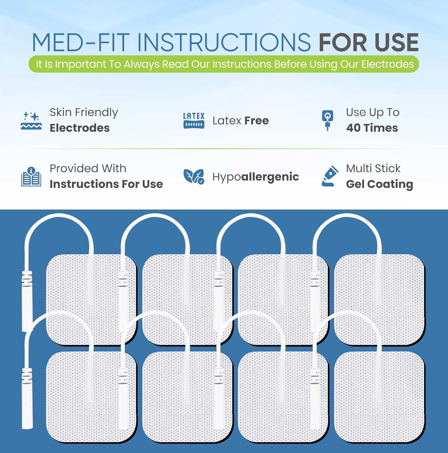 Med-Fit 1 TENS Electrode Pads - 12 Long-Lasting Self-Adhesive Pads (3 Packs of 4) for TENS Machines : Amazon.co.uk: DIY & Tools