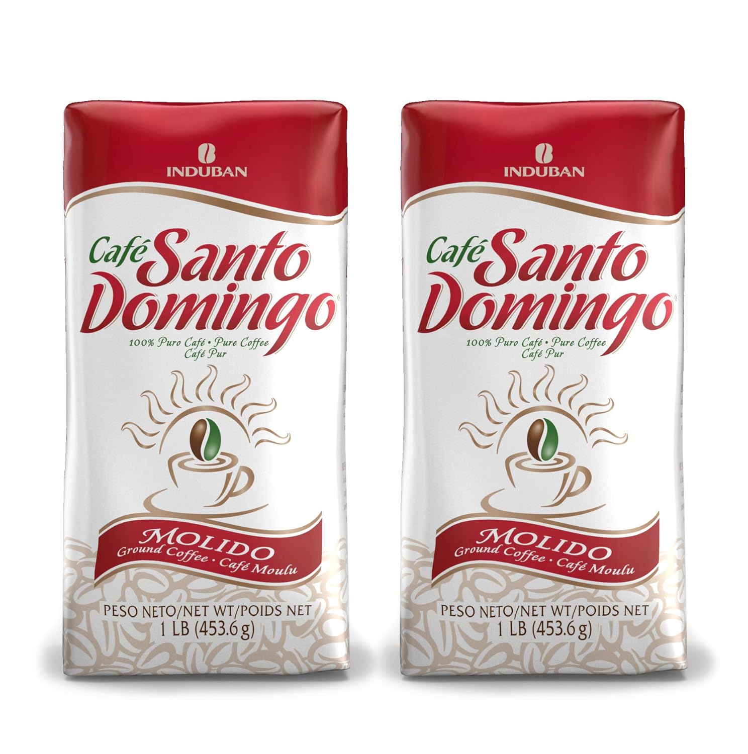 Café Santo Domingo, 16 oz Bag, Ground Coffee, Medium Roast - Product from the Dominican Republic (Pack of 2)