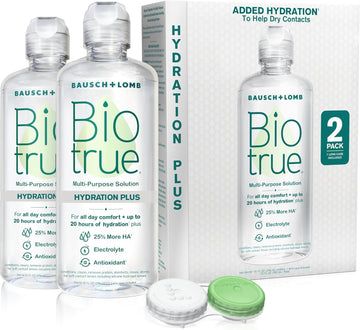 Biotrue Hydration Plus Contact Lens Solution, Multi-Purpose Solution For Soft Contact Lenses, Lens Case Included, 10 Fl Oz (Pack Of 2)