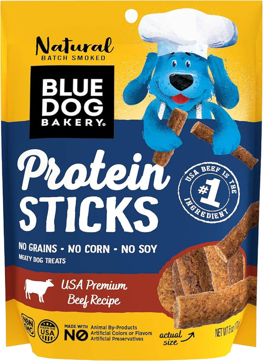 Blue Dog Bakery Natural Protein Sticks, Beef, 6 Oz (Pack Of 8)