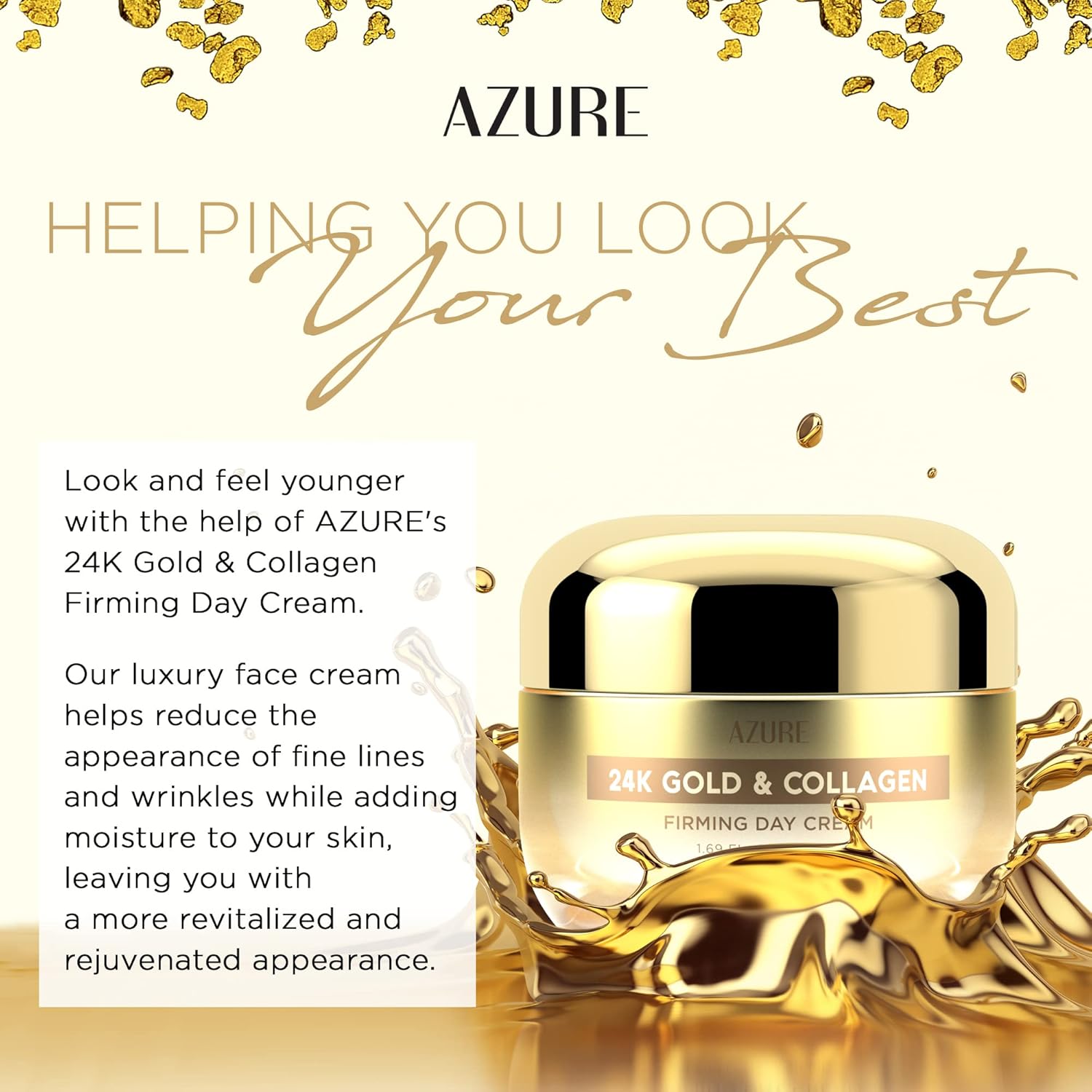 Azure Cosmetics Retinol & Collagen Moisturizer For Face - Dermatologist Tested, Anti-Aging - Skin Tightening, Fine Lines And Wrinkles Treatment Face Cream - Korean Skin Care - All Skin Type 1.69 Fl Oz