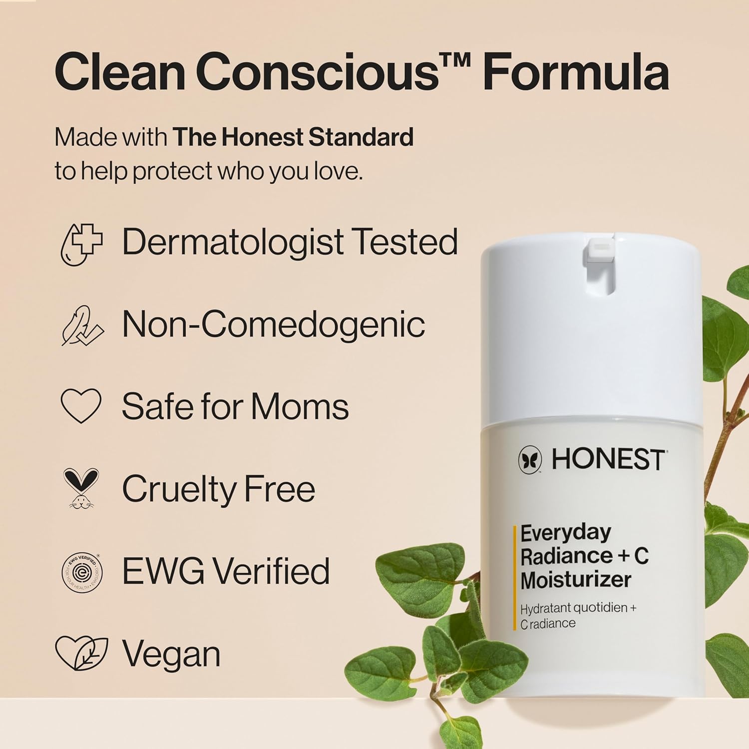 Honest Beauty Everyday Radiance Vitamin C Lightweight Moisturizer | Brightens + Improves Skin Tone | Gentle For Sensitive Skin, Fragrance Free, Vegan | 1.7 Fl Oz : Beauty & Personal Care