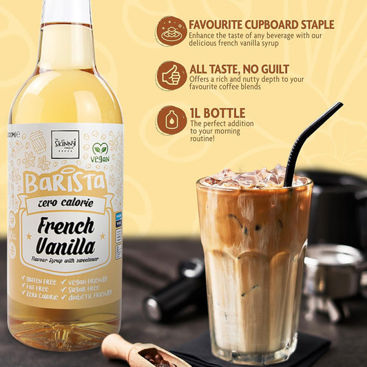 Skinny Food Co English Toffee Syrup For Coffee 1L - Sugar Free - Zero Calorie Toffee Nut Syrup For Tea, Hot Chocolate, Fruit, Baking, Protein Drinks - Vegan-Friendly, Gluten-Free