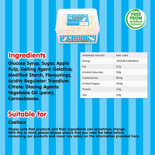 Swizzels Milk Bottle Sweet Tub Milk Flavour Foam Sweet Gums Giant Bottle Sweets Free From Artificial Colours 120 Sweets Approximately