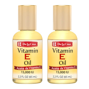 De La Cruz Vitamin E Oil, Vitamin E Oil With Safflower For Skin, Hair, Face And Body, 2.2 Fl Oz. (2 Bottles)