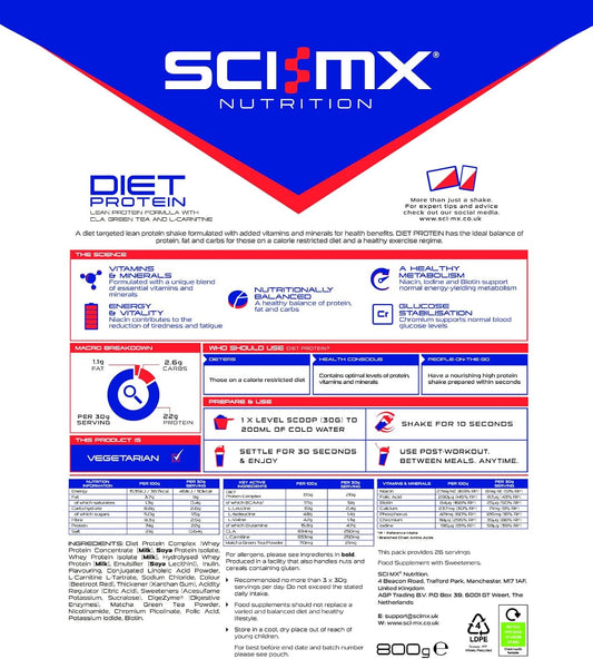 Sci-Mx Diet Whey Protein Powder + Vitamins & Green Tea, Cla & L-Carnitine - Caramel Iced Latte • Low Sugar • 21G Protein + 110 Calories Per Serving • 800G