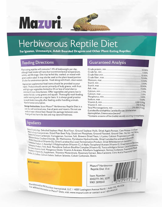 Mazuri | Herbivorous Reptile Diet | 8 Ounce (8 Oz) Bag