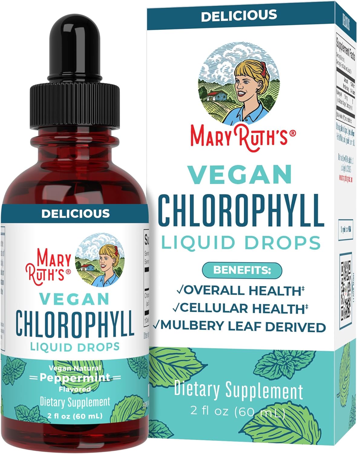 MaryRuth's Chlorophyll Liquid Drops | Clean Label Project Certified? | Vegan | Non-Diluted Liquid Chlorophyll| Mulberry Derived Supplement for Ages 14+ | Non-GMO | Delicious Minty Flavor | 2 Fl Oz