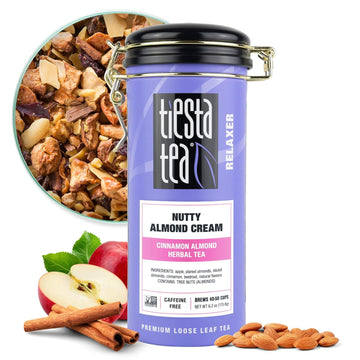 Tiesta Tea - Nutty Almond Cream | Cinnamon Almond Herbal Tea |Premium Loose Leaf Tea Blend |Non-Caffeinated Fruit Tea | Make Hot Or Iced Tea & Brews Up To 50 Cups - 6.2 Ounce Refillable Tin