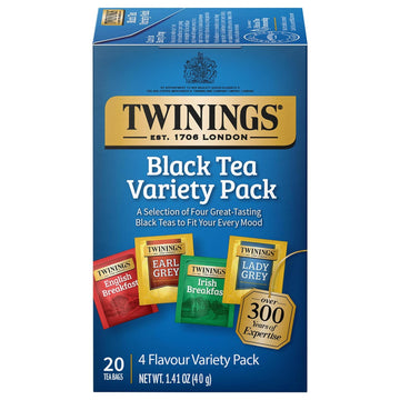 Twinings Variety Pack Black Tea Bags, 20 Count (Pack Of 6), Includes English Breakfast, Early Grey, Irish Breakfast, And Lady Grey, Caffeinated, Enjoy Hot Or Iced | Packaging May Vary