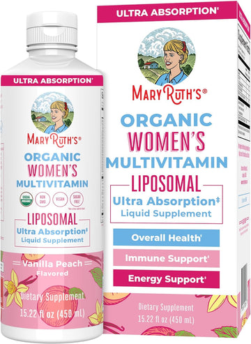 Maryruth Organics Usda Organic Multivitamin For Women, Sugar Free Womens Multivitamin, Liquid Vitamins For Women, Immune Support Supplement, Ashwagandha, Methylfolate, Vegan, Non-Gmo, 15.22 Fl Oz