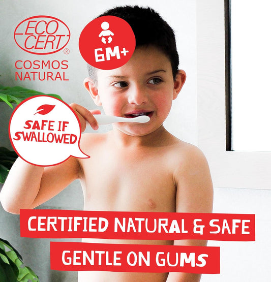 Jack N' Jill Natural Certified Toothpaste - Baby & Toddler Toothpaste, Fluoride-Free, 40% Xylitol, Sugar-Free, Safe For 6 Months And Up, Makes Tooth Brushing Fun, Milkshake Flavour, 2 X 50G