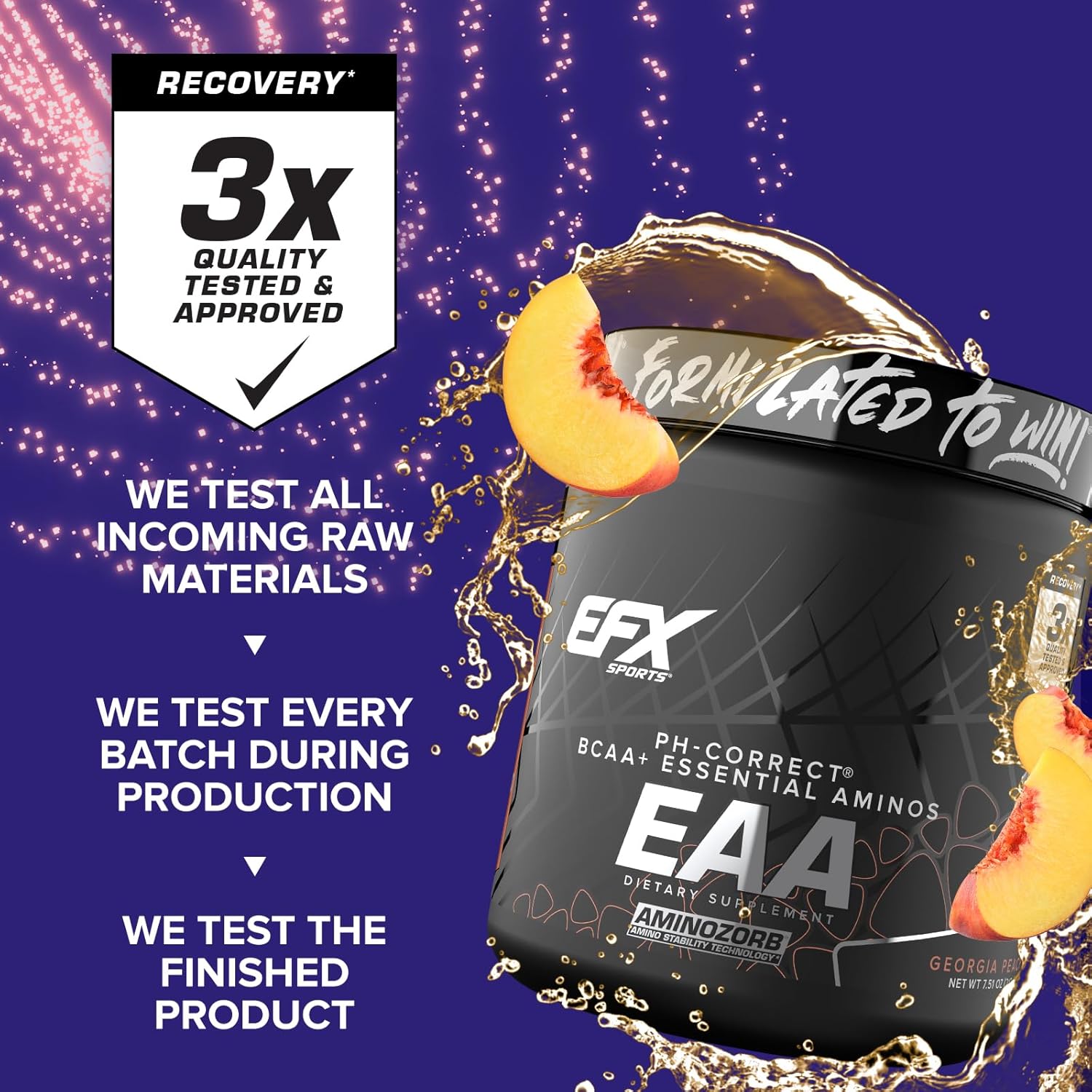 Efx Sports Training Ground Eaa | Essential Amino Acids Supplement | Energy & Protein Synthesis | Pre, Intra, Or Post Workout | 40 Servings (Georgia Peach) : Health & Household