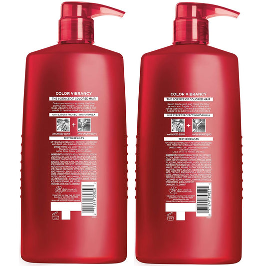 L'Oreal Paris Elvive Color Vibrancy Protecting Shampoo And Conditioner Set For Color Treated Hair, 28 Fl Oz (Set Of 2)