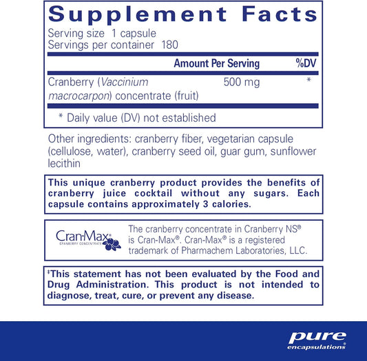 Pure Encapsulations Cranberry Ns | Hypoallergenic Supplement To Support Urinary Tract Health |180 Capsules