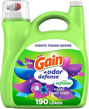 Gain + Odor Defense Liquid Fabric Softener, Super Fresh Blast Scent, 140 Oz 190 Loads, He Compatible