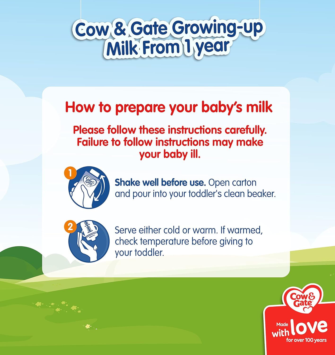 Cow and Gate 1 to 2 Years Growing Up Milk 200 ml (Pack of 15) : Amazon.co.uk: Grocery