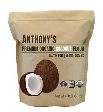 Anthony'S Organic Coconut Flour, 4 Lb, Batch Tested Gluten Free, Non Gmo, Vegan, Keto Friendly