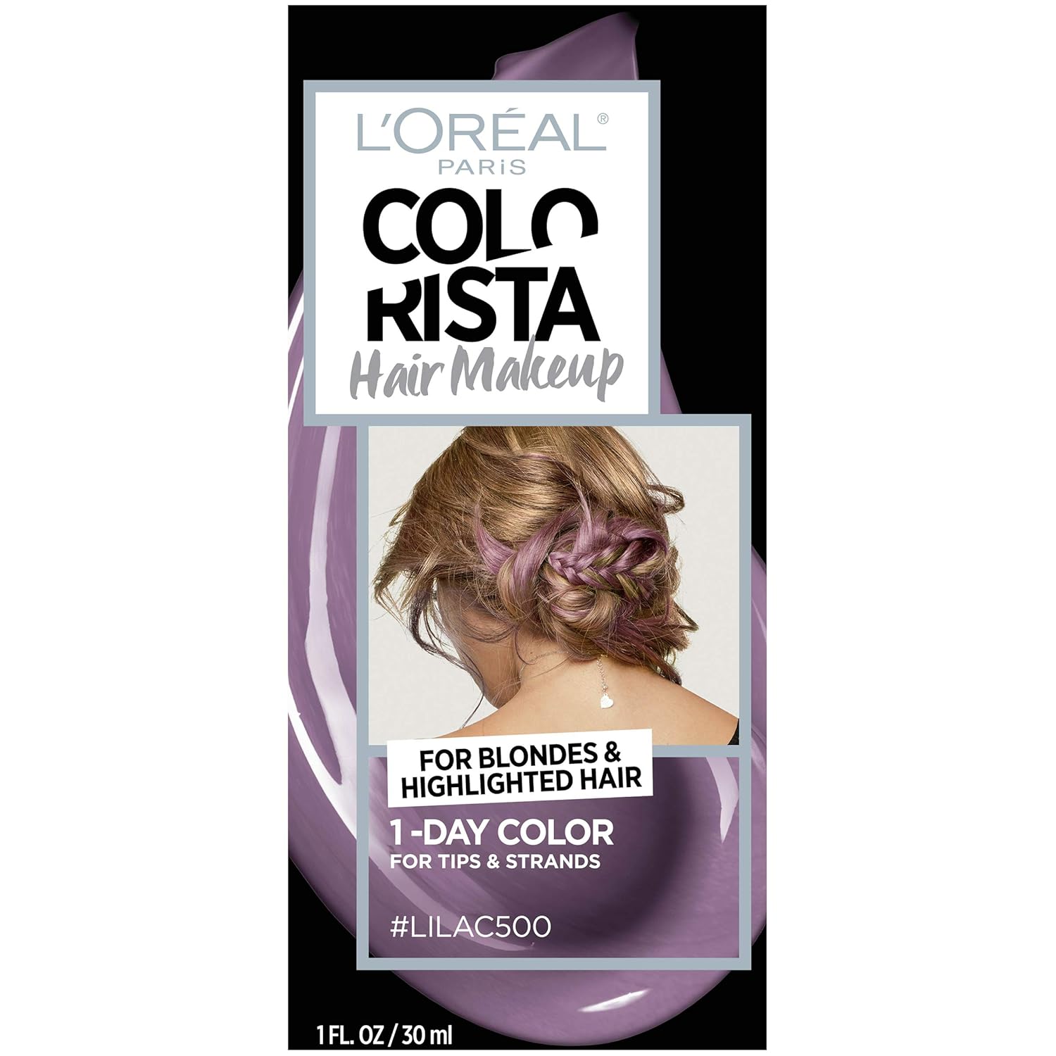 L'Oreal Paris Hair Color Colorista Makeup 1-Day For Blondes, Lilac500, 1 Fluid Ounce