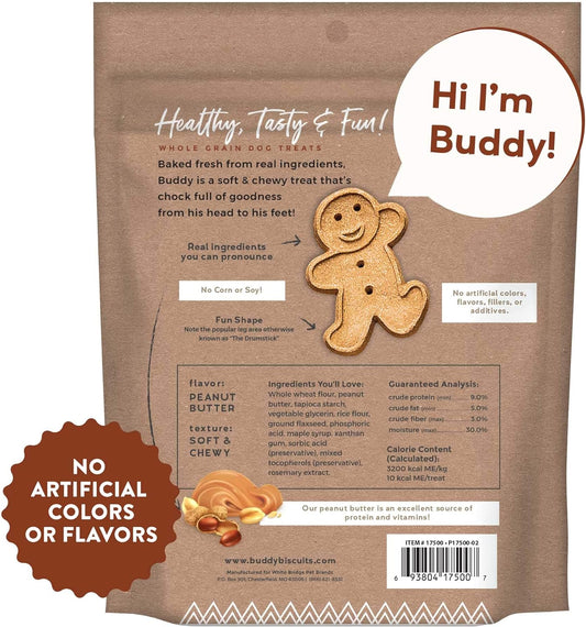 Buddy Biscuits, Soft & Chewy Treats for Small & Large Dog, Made in USA Peanut Butter Flavor - 6 oz, 4 Pack