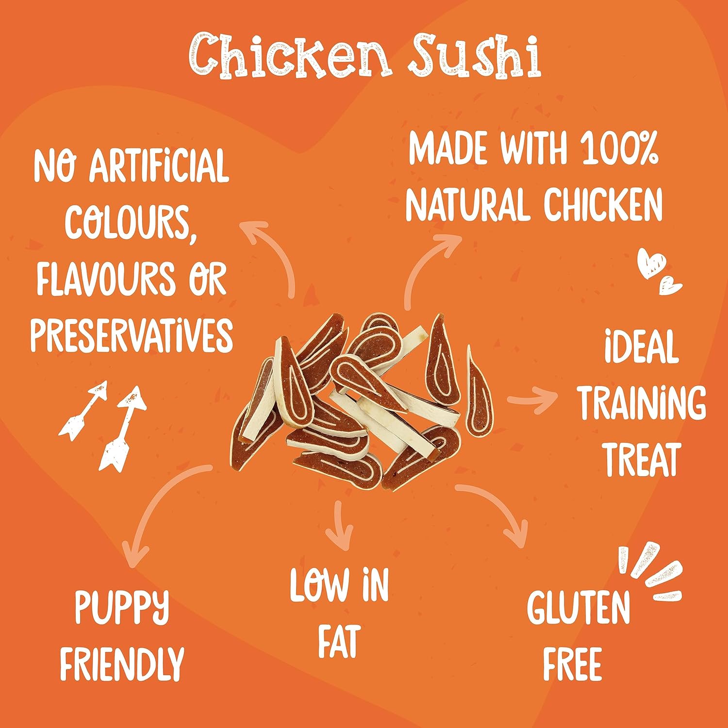 Webbox Chicken Sushi Dog Treats - Made with 100 Percent Natural Chicken, Puppy Friendly, Low Fat, Wheat and Gluten Free (11 x 80g Packs) :Pet Supplies