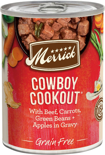 Merrick Grain Free Wet Dog Food, Premium And Wholesome Gluten Free Canned Adult Dog Food, Cowboy Cookout - (Pack Of 12) 12.7 Oz. Cans