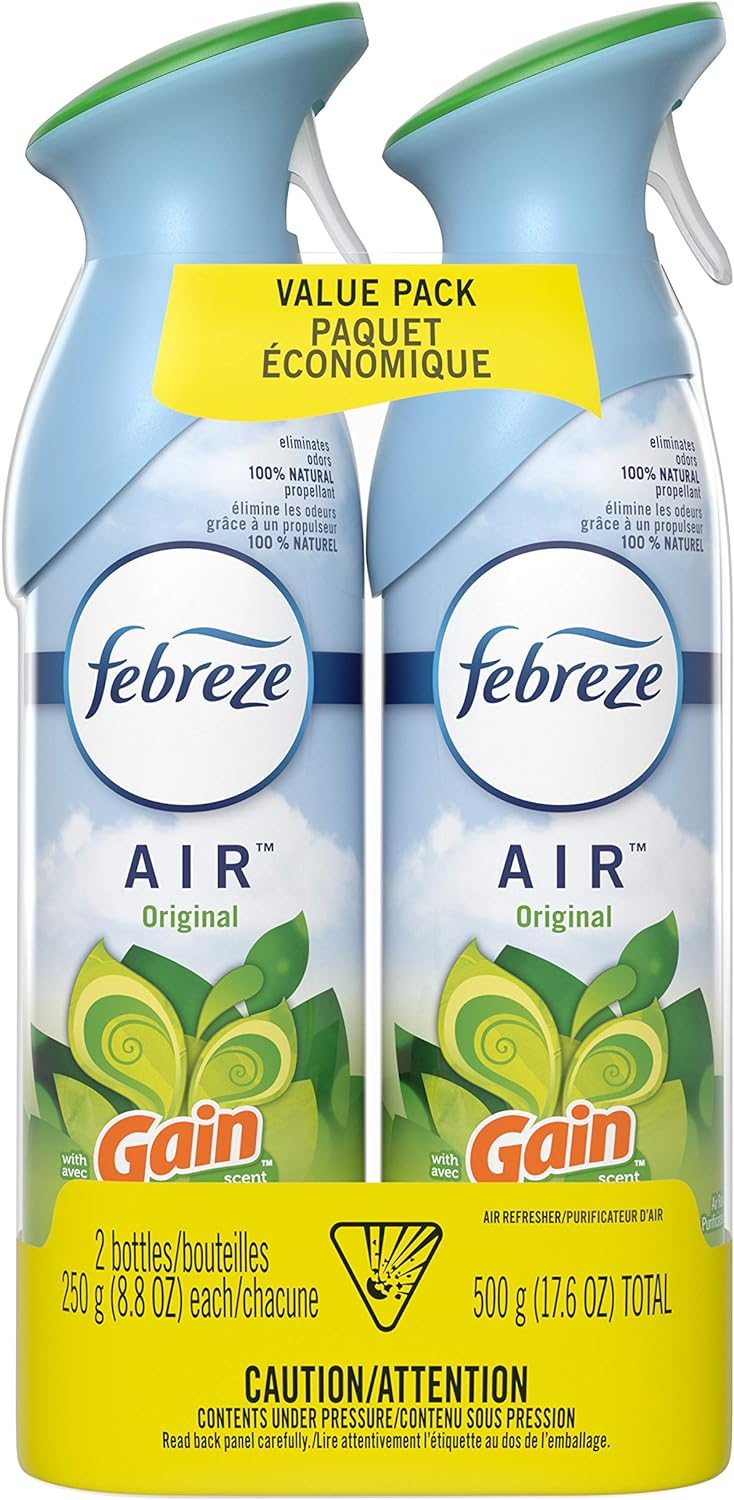 Febreze Air Freshener Spray, Odor Eliminator, Gain Original, 250 gram each, 2 count