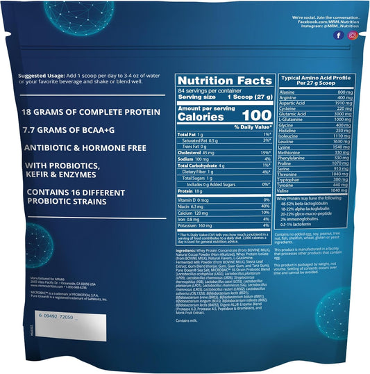 Mrm Nutrition Whey Protein | Chocolate Flavored | 18G Protein | With 2 Billion Probiotics + Digestive Enzymes + Bcaas | High Absorption + Digestion | Hormone + Antibiotic Free | 87 Servings : Va-Le Disco Album: Health & Household