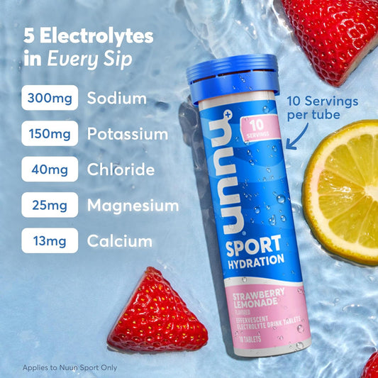 Nuun Sport + Caffeine Electrolyte Tablets – Dissolvable In Water, Variety Pack | 5 Essential Electrolytes For Hydration | 1G Sugar Drink Mix | Vegan, Non-Gmo | 6 Pack (60 Total Servings)