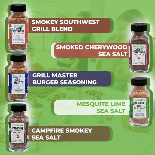 FreshJax Smoked Seasoning Gift Set | Pack of 5 Organic Smoked Spices | Grilling Gifts for Dads, Father | BBQ Grill Spices and Rubs Gift Set Packed in a Giftable Box