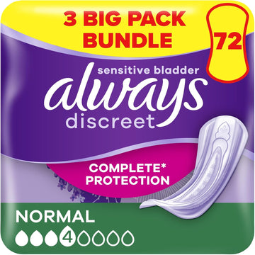 Always Discreet Incontinence Pants Women, Normal, 72 Moderate Absorbency Pads Odour Lock, SAVING PACK, for Sensitive Bladder, 24 Count (Pack of 3)