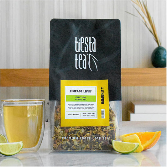 Tiesta Tea - Limeade Livin - Sweet Lime Herbal Tea - Loose Leaf Tea Blend - Non Caffeinated Fruit Tea - Make Hot Or Iced Tea Up To 200 Cups - 16 Oz Resealable Bulk Bag