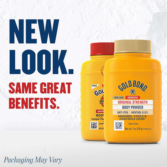 Gold Bond Medicated Original Strength Body Powder, 1 oz., Talc-Free, Anti-Itch, Absorbs & Cools