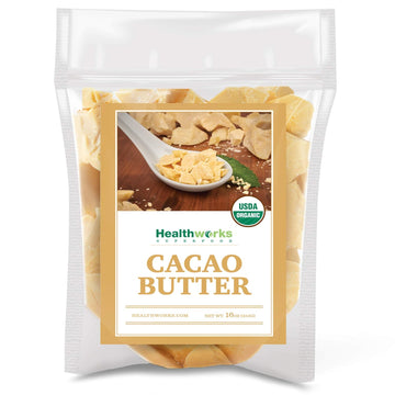 Healthworks Cacao Butter (16 Ounces / 1 Pound) Organic | Unrefined Non-Deodorized Cocoa | Certified Organic from Peru | Sugar-Free, Keto, Vegan & Non-GMO | Antioxidant Superfood