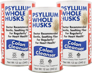 Yerba Prima Psyllium Husk, 12 Ounce (Pack Of 3) - Whole Husk Fiber Supplement For Regularity, Colon Cleansing, Natural Support For Gut Health, Non Gmo, Gluten Free, Vegan, No Sweeteners