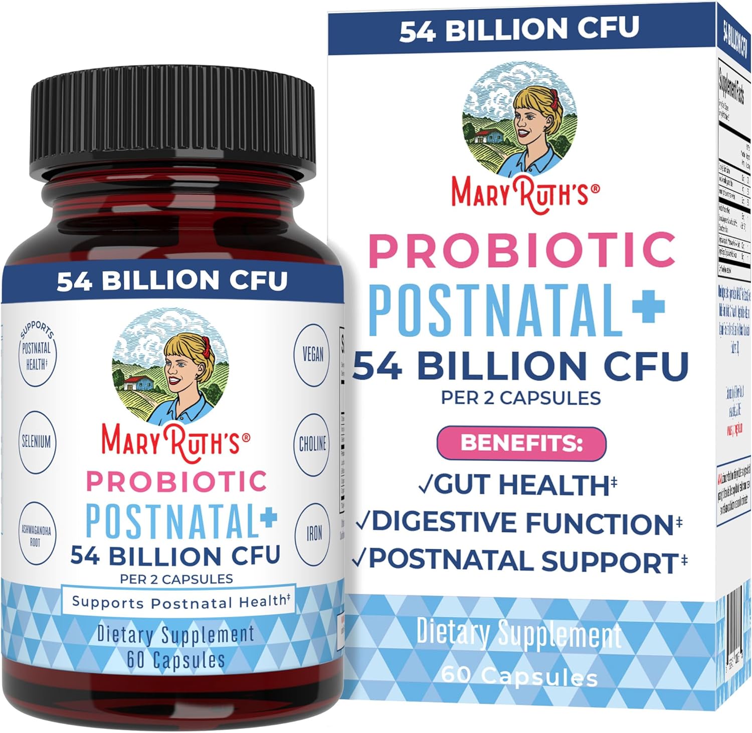 Maryruth Organics Postnatal Probiotics For Breastfeeding Women | Nursing Probiotic Capsules With Vitamins | Minerals & Antioxidants | 54 Billion Cfu | Non-Gmo | Vegan | 30 Servings