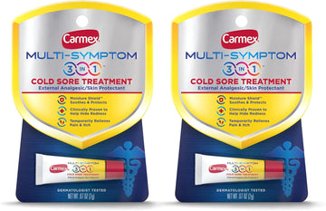 Carmex Multi-Symptom 3-In-1 Cold Sore Treatment - 0.07 Oz Each (Pack Of 2)