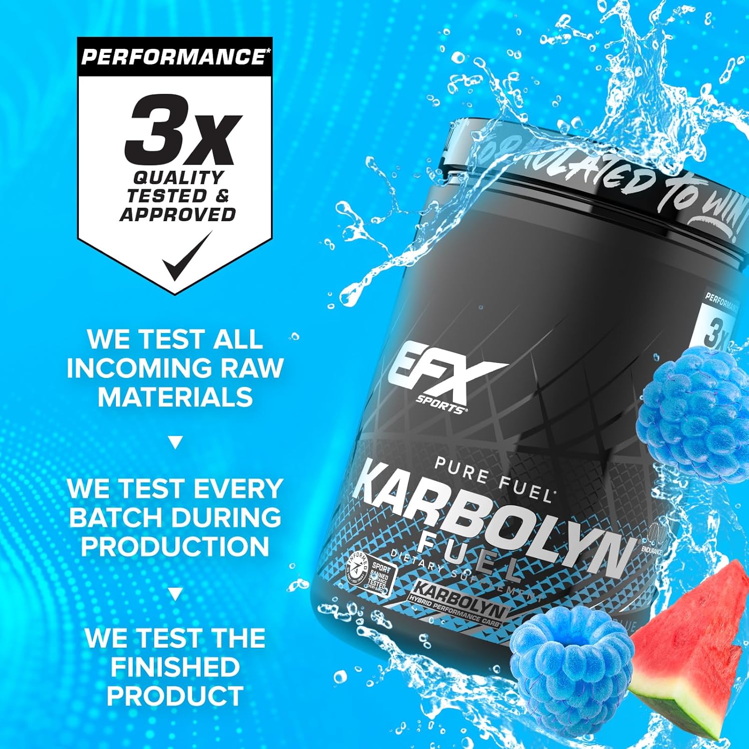 Efx Sports Karbolyn Fuel | Fast-Absorbing Carbohydrate Powder | Carb Load, Sustained Energy, Quick Recovery | Stimulant Free | 18 Servings (Blue Razz Watermelon) : Health & Household
