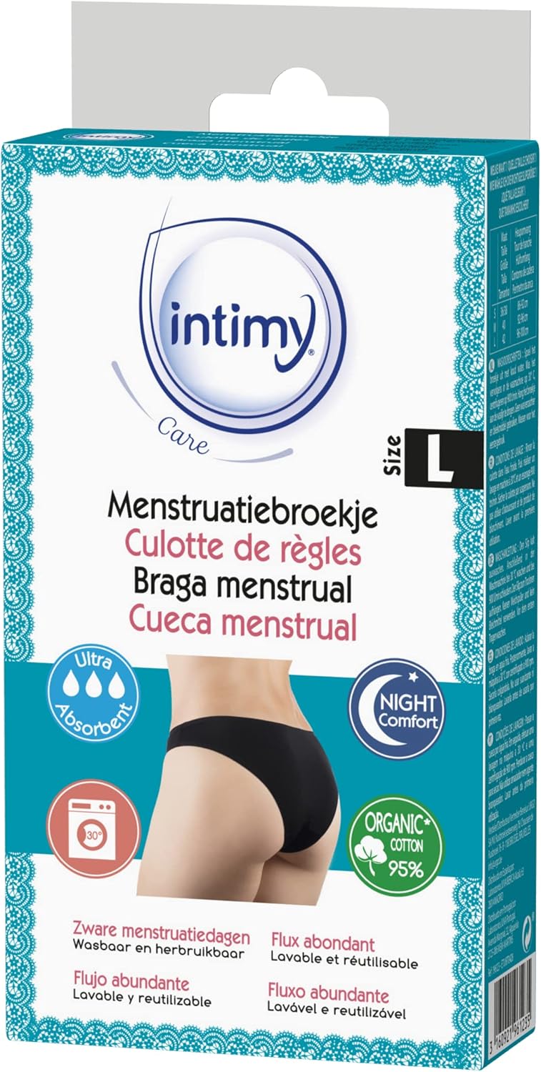 Intimy Care - Menstrual Panty Size L - Abundant Flow - 95% Eco-Friendly Cotton - Washable And Reusable