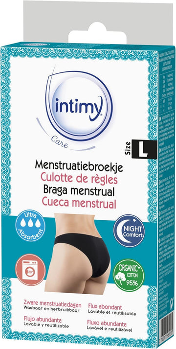 Intimy Care - Menstrual Panty Size L - Abundant Flow - 95% Eco-Friendly Cotton - Washable And Reusable