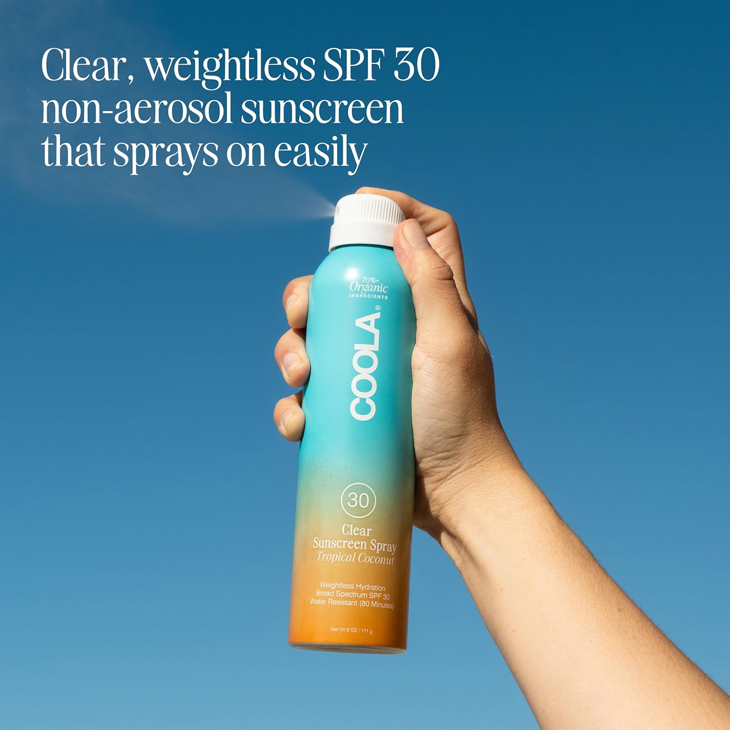 Coola Organic Sunscreen Spf 30 Sunblock Spray, Dermatologist Tested Skin Care For Daily Protection, Vegan And Gluten Free, Tropical Coconut, 6 Fl Oz : Beauty & Personal Care