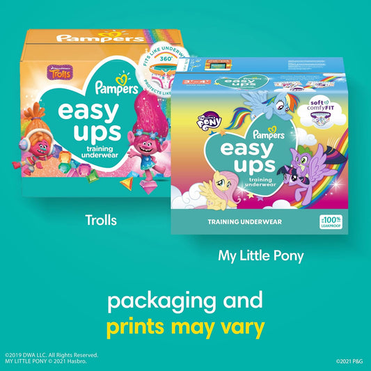 Pampers Easy Ups Girls & Boys Potty Training Pants - Size 5T-6T, 15 Count, My Little Pony Training Underwear (Packaging May Vary)