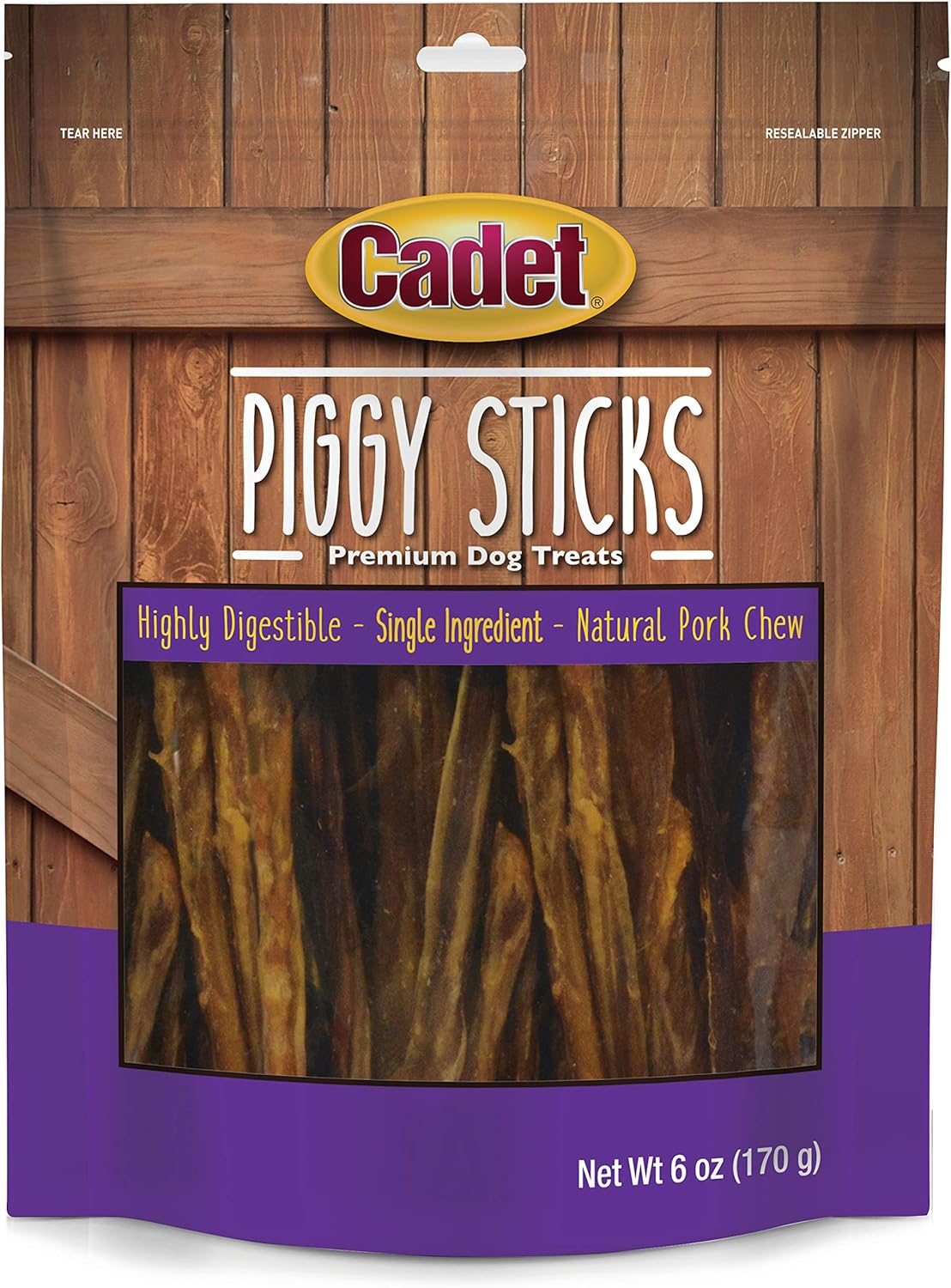 Cadet Butcher Treats Piggy Sticks For Dogs 6 Oz